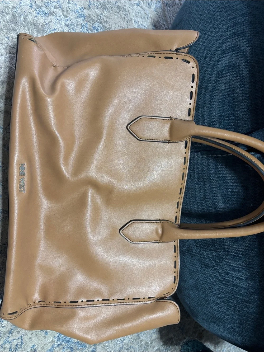 Nine West Caramel Tan Tote Bag with Top Handles